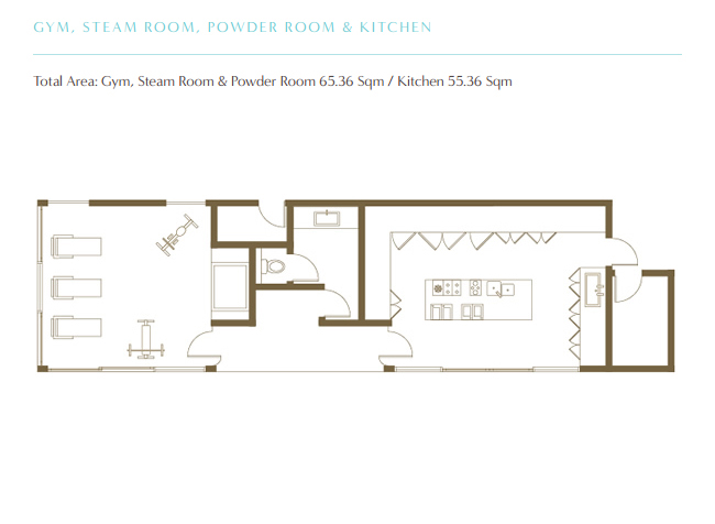 Palm Residence - gym-steam-room-powder-room-kitchen